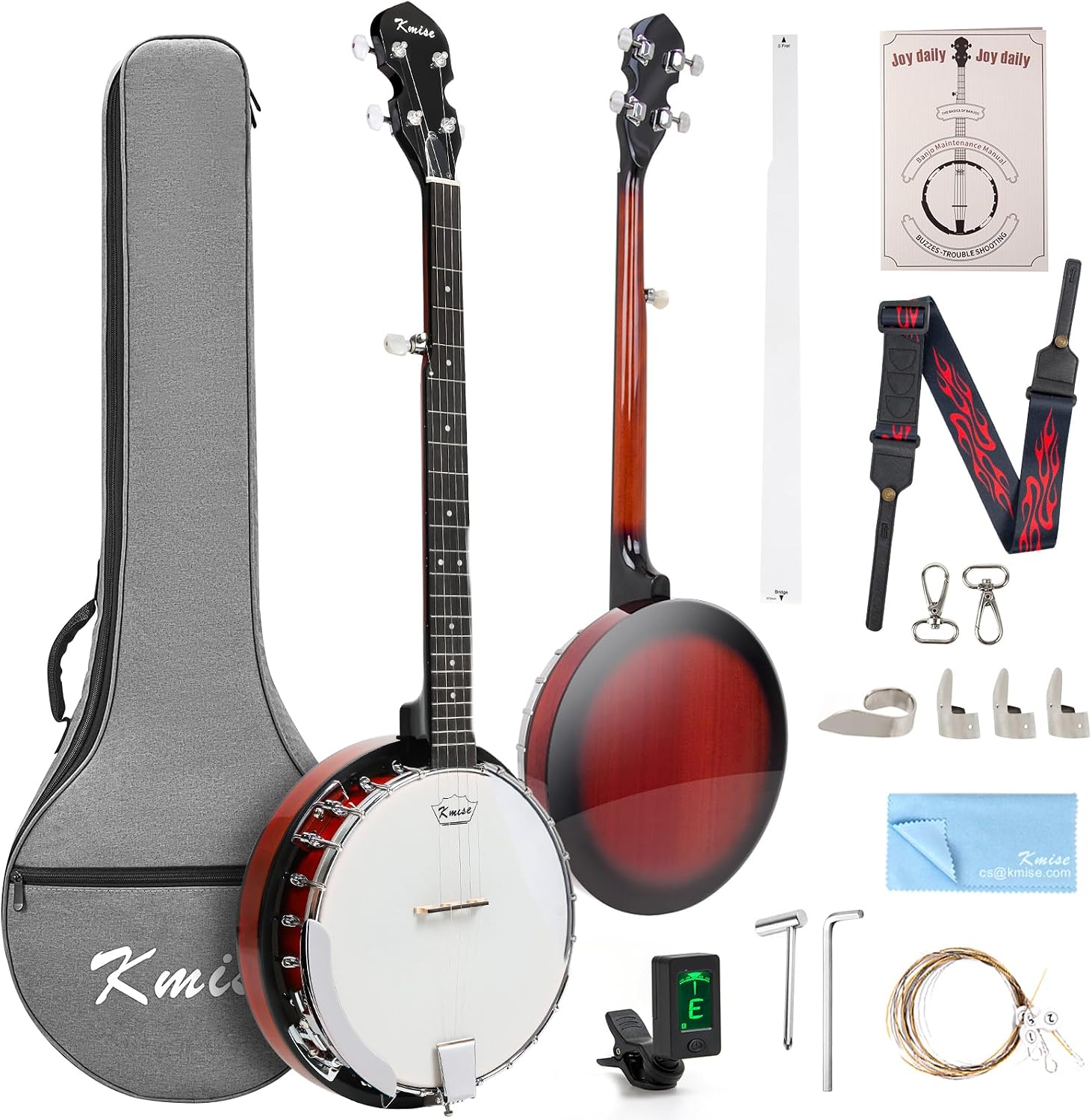 Kmise Banjo 5 String Banjos,Full Size 38 Inch Open or Closed Back with Resonator, Bridge, Strings Pack, Finger Picks, Strap, Case, Tuner Accessories Set Gift Choice for Adults Beginner Kmise Banjo 5 String Banjos,Full Size 38 Inch Open or Closed Back with Resonator, Bridge - Image 1